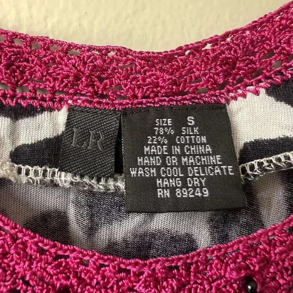 Animal‎ Print Sleeveless Top With Pink Crochet Trim - Picture 2 of 2